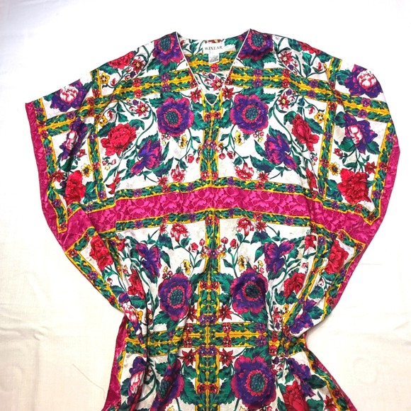 WINLAR Vintage Floral Print Polyester One Size Fits‎ All Caftan Kimono Tunic - Picture 4 of 7